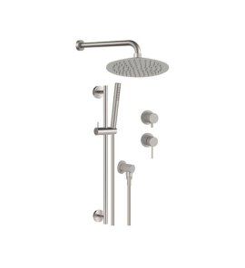 Remer X Style Inox Zestaw natryskowy termostatyczny z deszczownicą Ø 200 mm, z przyłączem oraz uchwytem na drążku Inox SSX92PS01UFM20