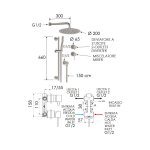 Remer X Style Inox Zestaw natryskowy termostatyczny z deszczownicą Ø 200 mm, z przyłączem oraz uchwytem na drążku Inox SSX92PS01UFM20