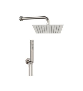 Remer X Style Inox Deszczownica 200x200 mm z zestawem natryskowym bez mieszacza Inox SSSETS027RRUFS20