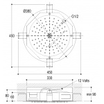 Ritmonio Deszczownica Sufitowa 38 cm lustrzana stal 75IP03LUC