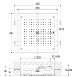 Ritmonio Deszczownica Sufitowa 38x38 cm lustrzana stal 75IP02LUC