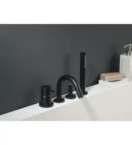    Ritmonio Diametro35 Bateria wannowa na brzeg wanny 4-otworowa czarna E0BA0432C04