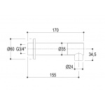 Ritmonio Diametro35 Wylewka wannowa ścienna chrom E0BA0155H1CRL