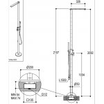 Ritmonio DOT316 Zestaw prysznicowy wolnostojąca stal nierdzewna PR50DK201INOX