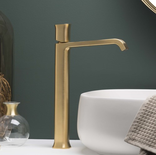 Ritmonio Taormina Bateria umywalkowa jednootworowa bez korka brushed gold PR35AV201GOX
