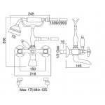   Sbordoni Bateria wannowo-prysznicowa ścienna z wężem i słuchawką brąz SB116BR