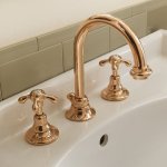 Sbordoni Firenze Bateria umywalkowa 3-otworowa z wysoką wylewką z korkiem Natural Brass FI143OON