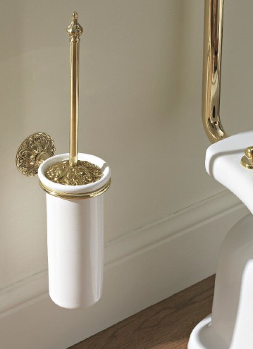 Sbordoni Flora Szczotka do WC ścienna 15x44,5 cm Natural Brass FL111ON