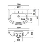 Sbordoni Masaccio Umywalka półwpuszczana w blat 58x43,5x21 cm biały 5305