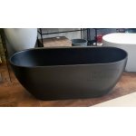 Galatea Design Arrezo Wanna wolnostojąca 160x75 z korkiem czarny mat NOWA TECHNOLOGIA GWARR160.KMM.BL