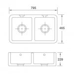 Shaws Double Bowl 800 Zlew dwukomorowy 79,5x46,5 biszkoptowy SCLD800PN