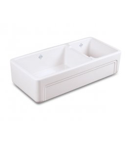 Shaws Egerton Zlew dwukomorowy z obniżoną ścianką działową 99,7x47 biały EDF9917WH