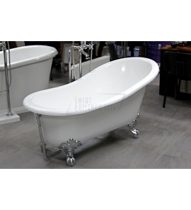 Victoria Albert Shropshire Wanna Wolnostojąca z nóżkami polerowanymi chrom 153,7x75cm Biała SHR-N-SW-OF FT-SHR-PC