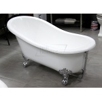 Victoria Albert Shropshire Wanna Wolnostojąca z nóżkami polerowanymi chrom 153,7x75cm Biała SHR-N-SW-OF FT-SHR-PC