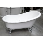 Victoria Albert Shropshire Wanna Wolnostojąca z nóżkami polerowanymi chrom 153,7x75cm Biała SHR-N-SW-OF FT-SHR-PC