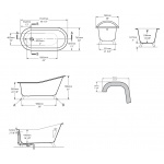 Victoria Albert Shropshire Wanna Wolnostojąca z nóżkami polerowanymi chrom 153,7x75cm Biała SHR-N-SW-OF FT-SHR-PC