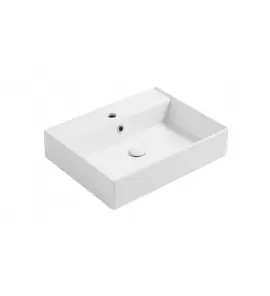 Simas Agile Umywalka stawiana na blat/wisząca z otworem na baterię prostokątna 61x46x13 cm biały AG61
