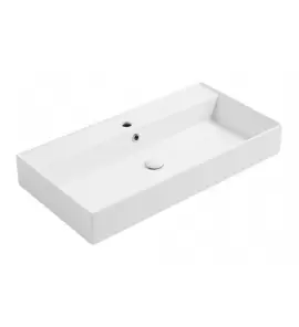 Simas Agile Umywalka stawiana na blat/wisząca z otworem na baterię prostokątna 91x46x13 cm biały AG91
