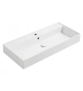 Simas Agile Umywalka stawiana na blat/wisząca z otworem na baterię prostokątna 101x46x13 cm biały AG101