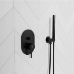 STEINBERG SERIA 100 Zestaw prysznicowy ze słuchawką i uchwytem z kolankiem Czarny mat 100.1670.S / 1001670S