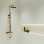 STEINBERG SERIA 100 Zestaw prysznicowy z baterią termostatyczną i deszczownicą Ø 200 mm Rose Gold 100.2721.RG / 1002721RG