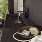 STEINBERG SERIA 160 Bateria umywalkowa jednootworowa z korkiem Czarny mat 160.1000.S / 1601000S