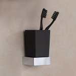 STEINBERG SERIA 460 Kubek szklany z uchwytem ściennym Chrom/Czarny mat 460.2002 / 4602002