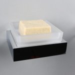 STEINBERG SERIA 460 Mydelniczka szklana z uchwytem ściennym Chrom/Biały mat 460.2201 / 4602201