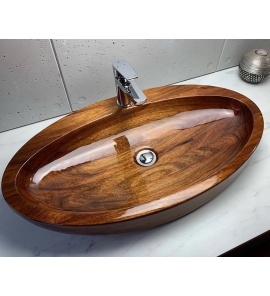 Ambivalent Oval Umywalka nablatowa 73x40x11 cm drewniana OVAL