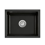 SystemCeram Mera Zlew podblatowy 55,1x44,1 czarny połysk z korkiem stal 53570168
