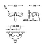 Tres Clasic Bateria prysznicowa ze słuchawką i wężem stal 24216701AC