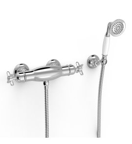 Tres Clasic Bateria prysznicowa termostatyczna ze słuchawką i wężem chrom 24216409