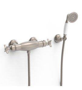 Tres Clasic Bateria prysznicowa termostatyczna ze słuchawką i wężem stal 24216409AC