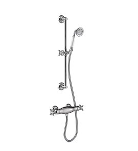 Tres Clasic Bateria prysznicowa termostatyczna z drążkiem, słuchawką i wężem chrom 24216402