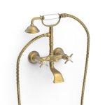 Tres Clasic Bateria wannowa/prysznicowa ze słuchawką i wężem mosiądz antyczny mat 24217601LM