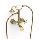 Tres Clasic Bateria wannowa/prysznicowa ze słuchawką i wężem mosiądz antyczny 24217601LV