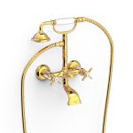 Tres Clasic Bateria wannowa/prysznicowa ze słuchawką i wężem złoty 24217601OR