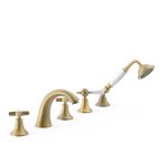 Tres Clasic Bateria wannowa 5-otworowa na brzeg wanny mosiądz antyczny mat 24214602LM