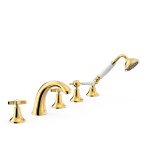 Tres Clasic Bateria wannowa 5-otworowa na brzeg wanny złoty 24214602OR