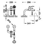 Tres Clasic Bateria wannowa ze słuchawką i wężem mosiądz antyczny 24219401LV