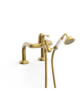 Tres Clasic Bateria wannowa ze słuchawką i wężem mosiądz antyczny 24219401LV