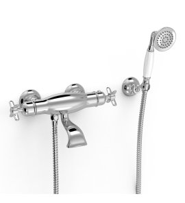 Tres Clasic Bateria wannowa i prysznicowa termostatyczna ze słuchawką i wężem chrom 24217409