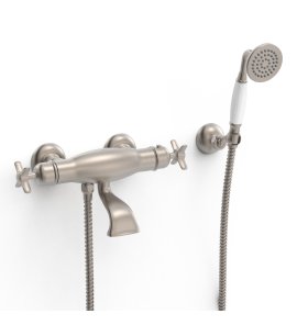 Tres Clasic Bateria wannowa i prysznicowa termostatyczna ze słuchawką i wężem stal 24217409AC