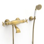 Tres Clasic Bateria wannowa i prysznicowa termostatyczna ze słuchawką i wężem mosiądz antyczny mat 24217409LM