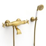 Tres Clasic Bateria wannowa i prysznicowa termostatyczna ze słuchawką i wężem mosiądz antyczny 24217409LV
