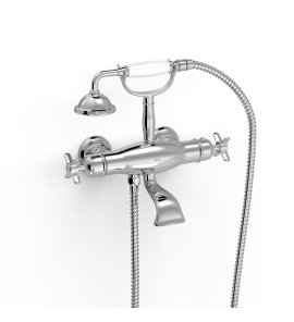 Tres Clasic Bateria wannowa i prysznicowa termostatyczna ze słuchawką i wężem chrom 24217609