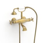 Tres Clasic Bateria wannowa i prysznicowa termostatyczna ze słuchawką i wężem mosiądz antyczny mat 24217609LM