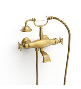 Tres Clasic Bateria wannowa i prysznicowa termostatyczna ze słuchawką i wężem mosiądz antyczny 24217609LV