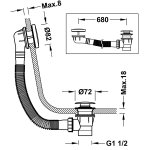 Tres Clasic Zawór spustowy klik klak do wanny z przelewem chrom 13453420