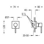 Tres Max Bateria natryskowa podtynkowa chrom 06217702